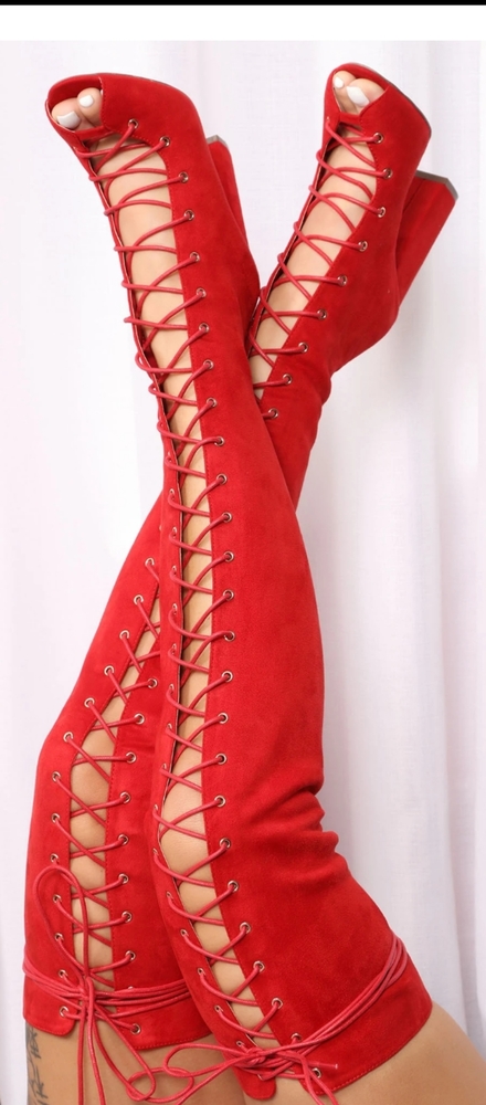 Faux suede thigh high boot